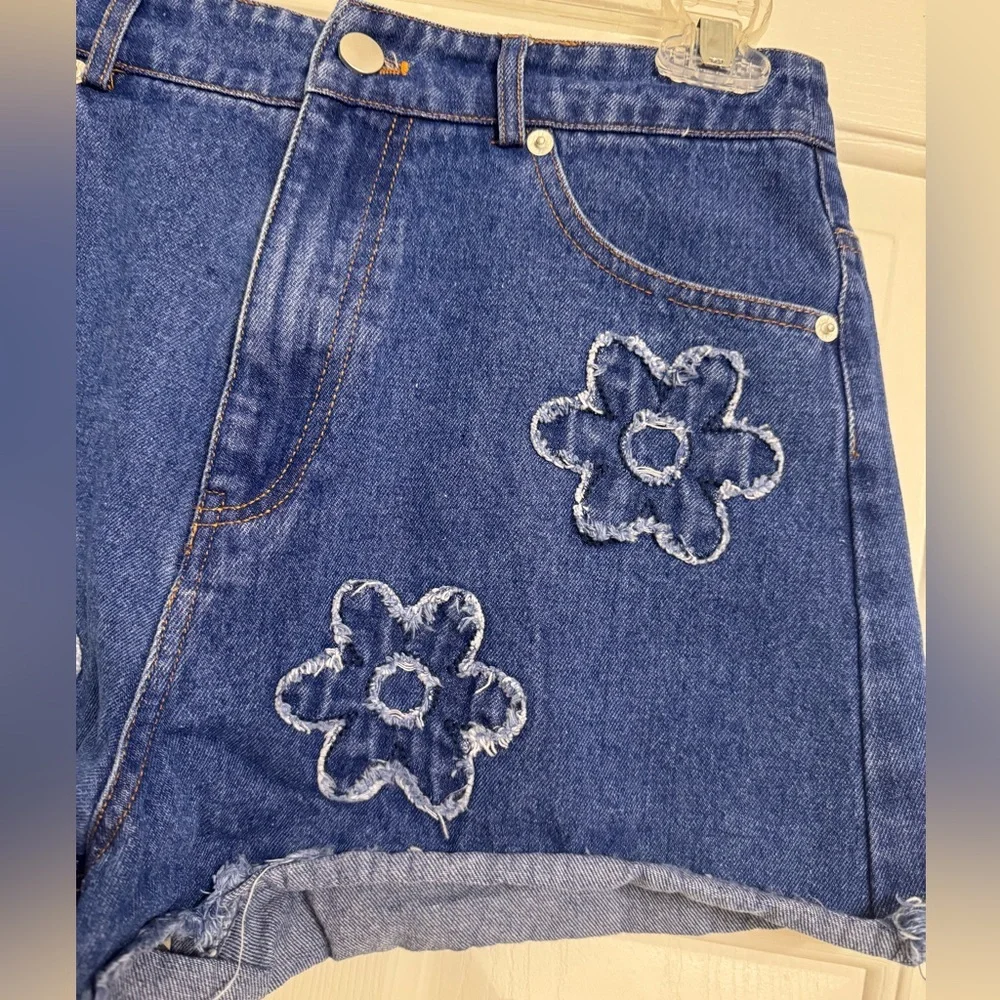 Floral Embroidered Denim Shorts